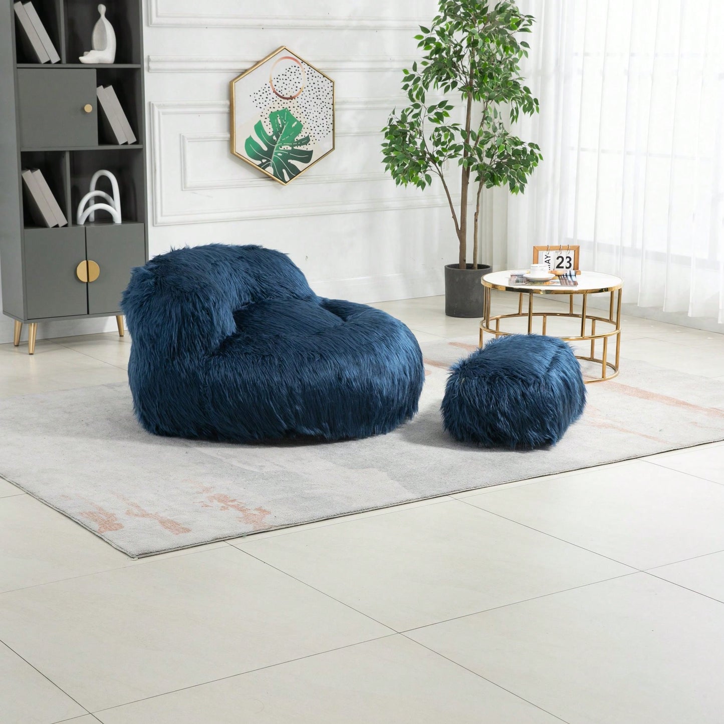 Bean Bag For Adults Chair: Plush Single Gaming Sofa Chair With Ottoman, Cozy Lounge Chair For Home Bedroom Living Room