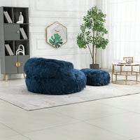 Bean Bag For Adults Chair: Plush Single Gaming Sofa Chair With Ottoman, Cozy Lounge Chair For Home Bedroom Living Room