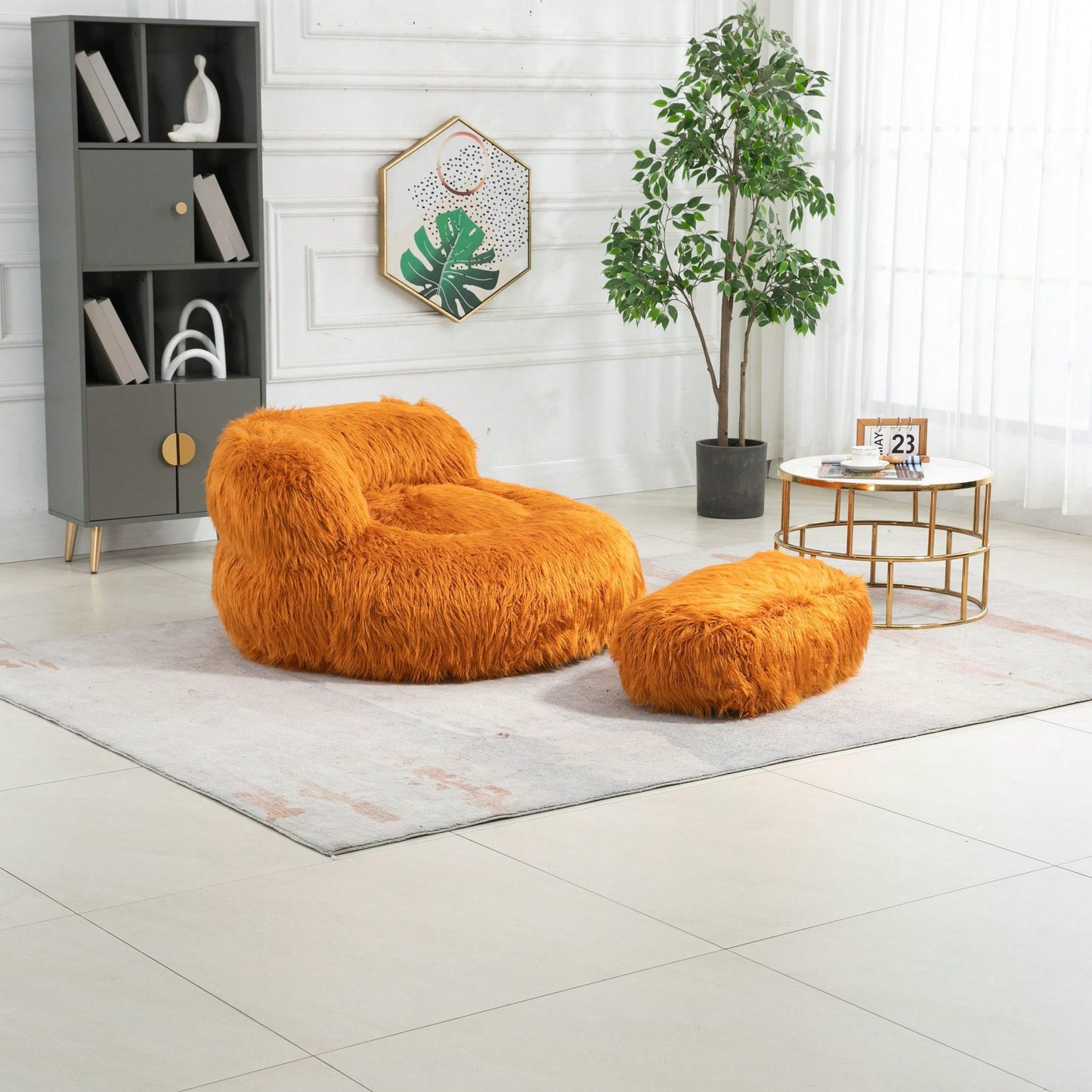 Bean Bag For Adults Chair: Plush Single Gaming Sofa Chair With Ottoman, Cozy Lounge Chair For Home Bedroom Living Room