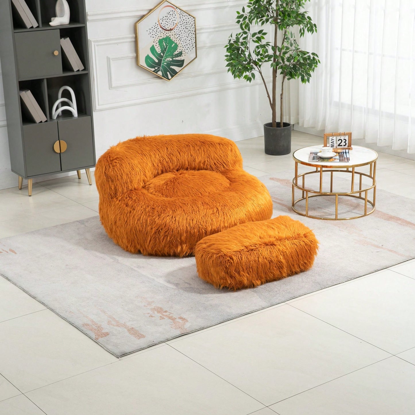 Bean Bag For Adults Chair: Plush Single Gaming Sofa Chair With Ottoman, Cozy Lounge Chair For Home Bedroom Living Room