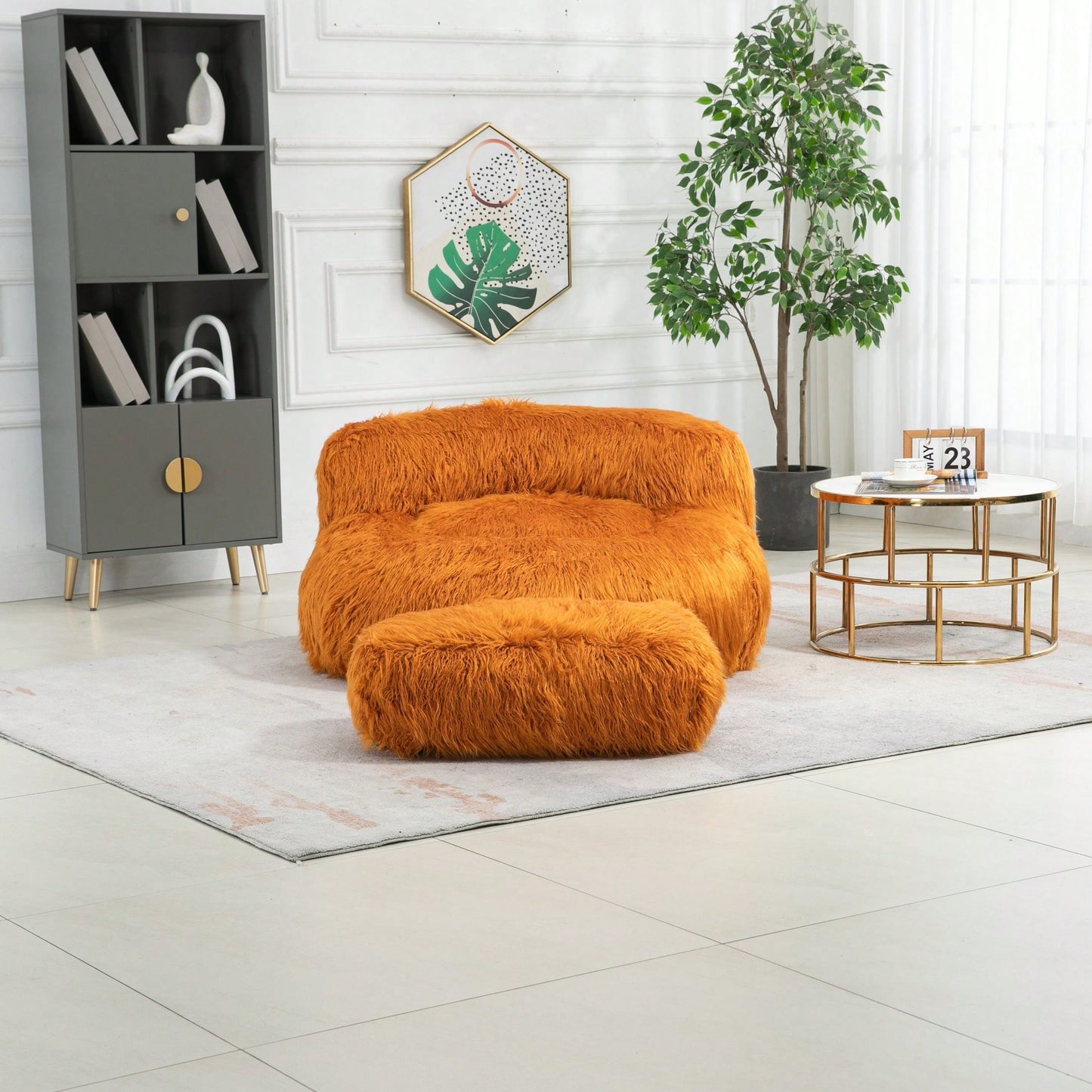 Bean Bag For Adults Chair: Plush Single Gaming Sofa Chair With Ottoman, Cozy Lounge Chair For Home Bedroom Living Room