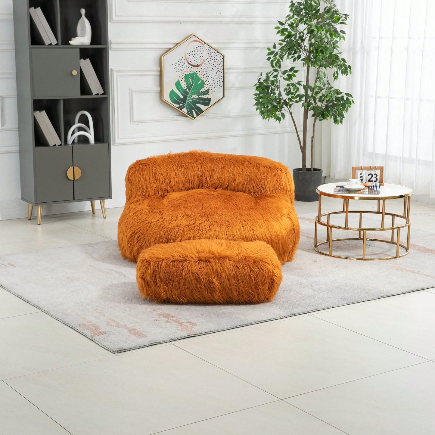 Bean Bag For Adults Chair: Plush Single Gaming Sofa Chair With Ottoman, Cozy Lounge Chair For Home Bedroom Living Room