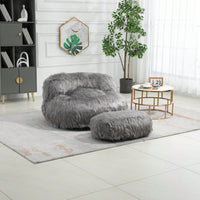 Bean Bag For Adults Chair: Plush Single Gaming Sofa Chair With Ottoman, Cozy Lounge Chair For Home Bedroom Living Room