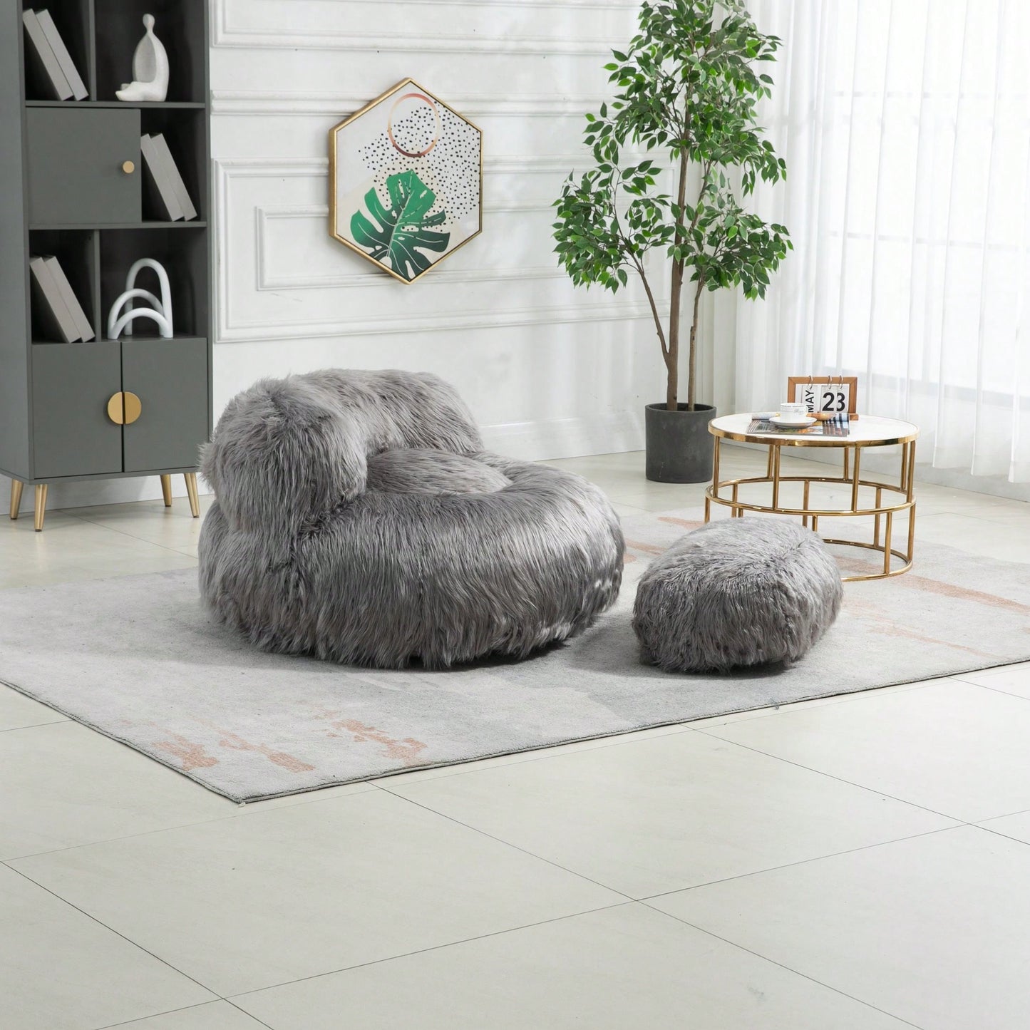 Bean Bag For Adults Chair: Plush Single Gaming Sofa Chair With Ottoman, Cozy Lounge Chair For Home Bedroom Living Room