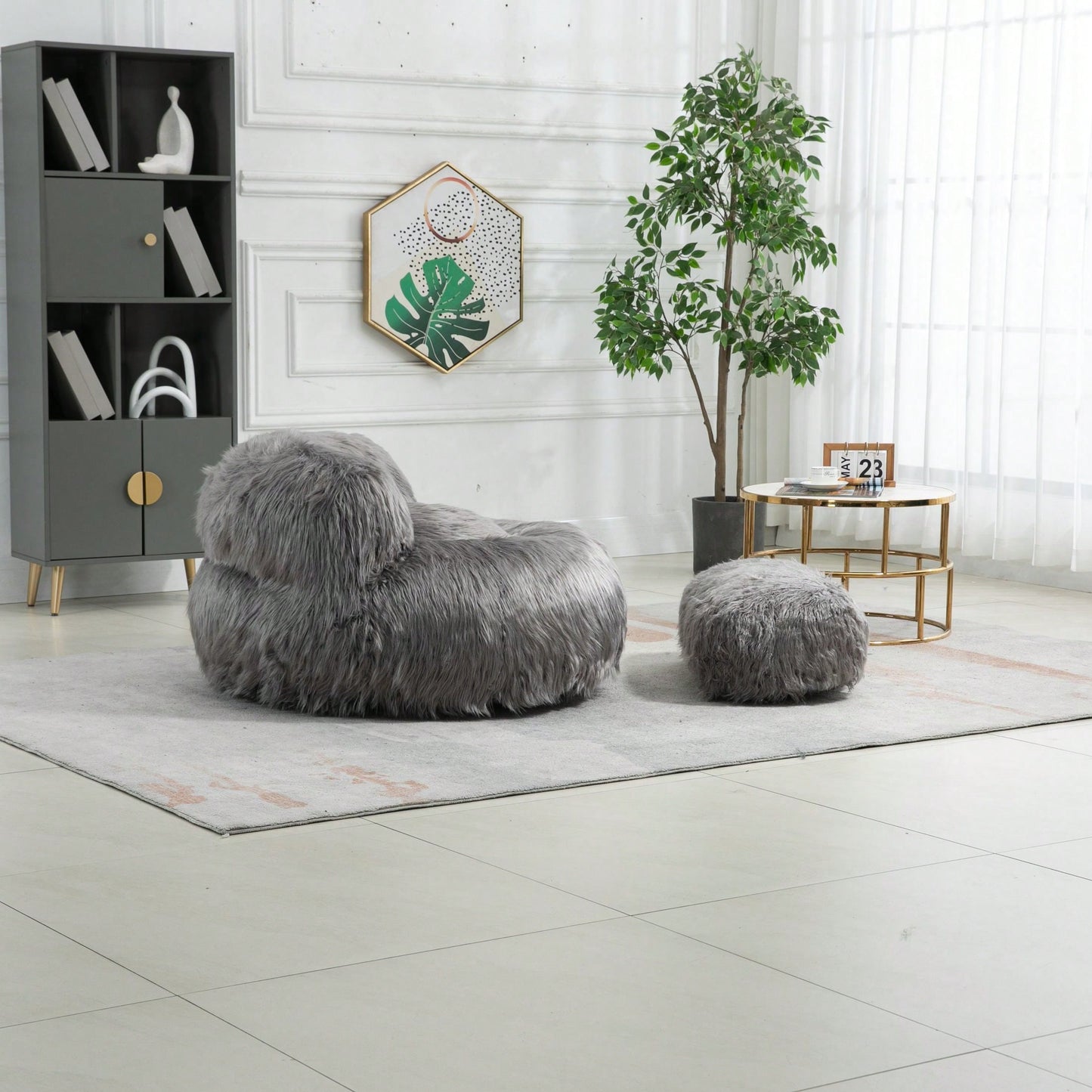 Bean Bag For Adults Chair: Plush Single Gaming Sofa Chair With Ottoman, Cozy Lounge Chair For Home Bedroom Living Room