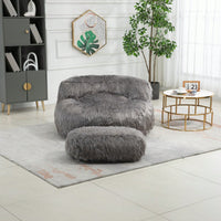 Bean Bag For Adults Chair: Plush Single Gaming Sofa Chair With Ottoman, Cozy Lounge Chair For Home Bedroom Living Room