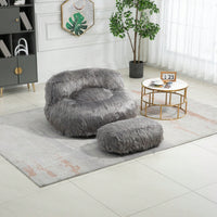 Bean Bag For Adults Chair: Plush Single Gaming Sofa Chair With Ottoman, Cozy Lounge Chair For Home Bedroom Living Room