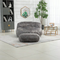 Bean Bag For Adults Chair: Plush Single Gaming Sofa Chair With Ottoman, Cozy Lounge Chair For Home Bedroom Living Room