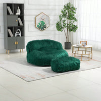 Bean Bag For Adults Chair: Plush Single Gaming Sofa Chair With Ottoman, Cozy Lounge Chair For Home Bedroom Living Room