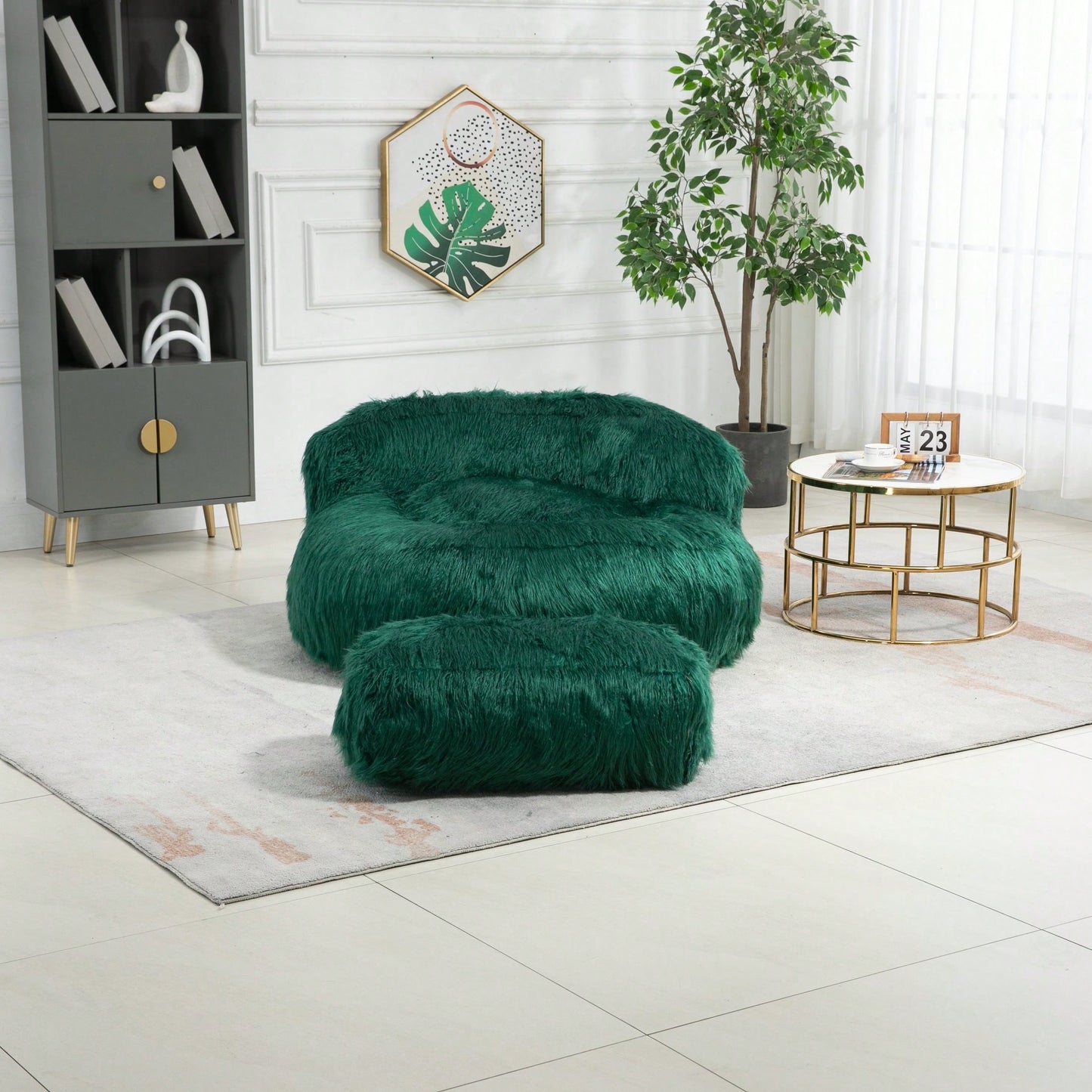 Bean Bag For Adults Chair: Plush Single Gaming Sofa Chair With Ottoman, Cozy Lounge Chair For Home Bedroom Living Room