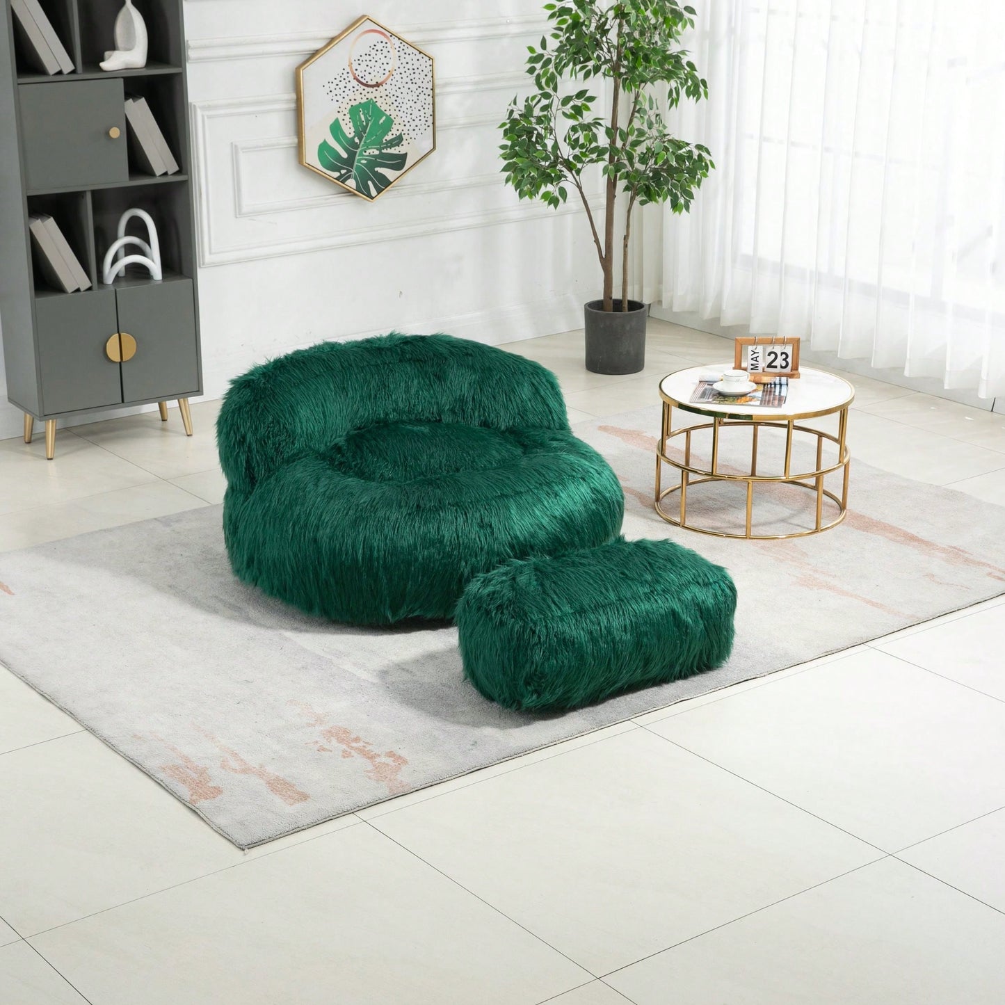 Bean Bag For Adults Chair: Plush Single Gaming Sofa Chair With Ottoman, Cozy Lounge Chair For Home Bedroom Living Room