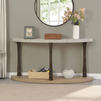 60" Vintage Glam Style Console Table Antique Grey Wood Grain Finish, Sturdy Construction With 2-Tier Shelves For Ample Storage