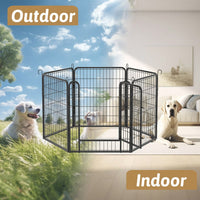 Heavy Duty Metal Playpen With Door,31.7"H Dog Fence Pet Exercise Pen For Outdoor, Indoor