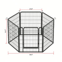 Heavy Duty Metal Playpen With Door,31.7"H Dog Fence Pet Exercise Pen For Outdoor, Indoor