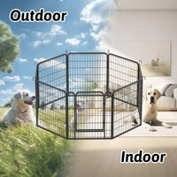 Heavy Duty Metal Playpen With Door,31.7"H Dog Fence Pet Exercise Pen For Outdoor, Indoor