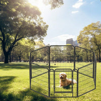 Heavy Duty Metal Playpen With Door,31.7"H Dog Fence Pet Exercise Pen For Outdoor, Indoor