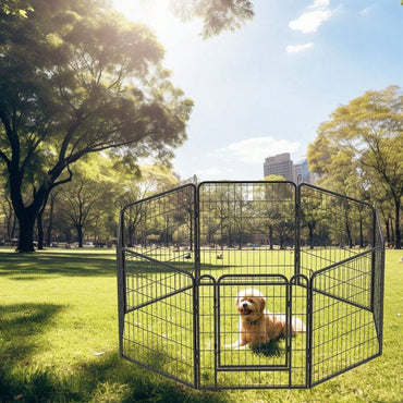 Heavy Duty Metal Playpen With Door,31.7"H Dog Fence Pet Exercise Pen For Outdoor, Indoor