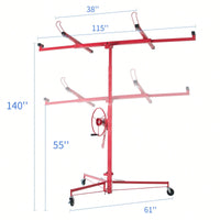 150Lbs Load Capacity.  Drywall Panel Lifter Drywall Panel Hoist Jack Lifter Jack Rolling Caster Panel Hoist 11ft Red  150Lbs Load Capacity.