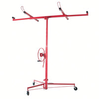 150Lbs Load Capacity.  Drywall Panel Lifter Drywall Panel Hoist Jack Lifter Jack Rolling Caster Panel Hoist 11ft Red  150Lbs Load Capacity.