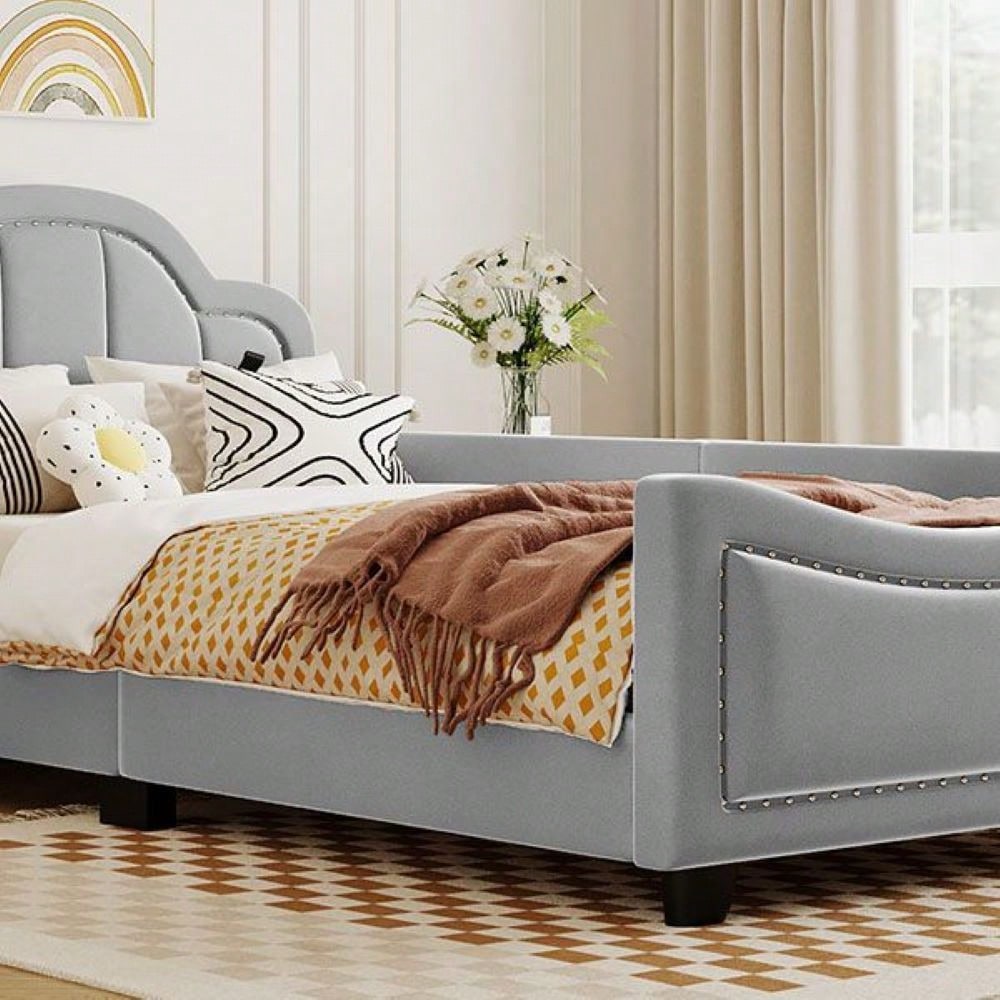 Cloud-Shaped Headboard Twin Bed Eye-Catching Design With Playful Scalloped Silhouette