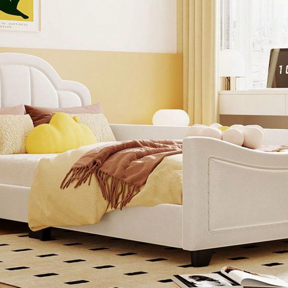 Cloud-Shaped Headboard Twin Bed Eye-Catching Design With Playful Scalloped Silhouette