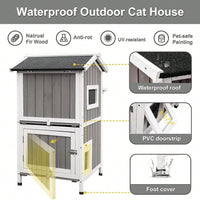 Durable Multi-Cat Outdoor Shelter Easy Assembly Windproof Water-Repellent with Escape Doors and PVC Curtains