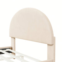 Full Size Upholstered Platform Bed With Classic Semi-Circle Shaped Headboard And Metal Legs