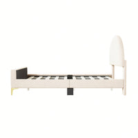 Full Size Upholstered Platform Bed With Classic Semi-Circle Shaped Headboard And Metal Legs