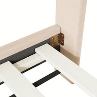 Full Size Upholstered Platform Bed With Classic Semi-Circle Shaped Headboard And Metal Legs