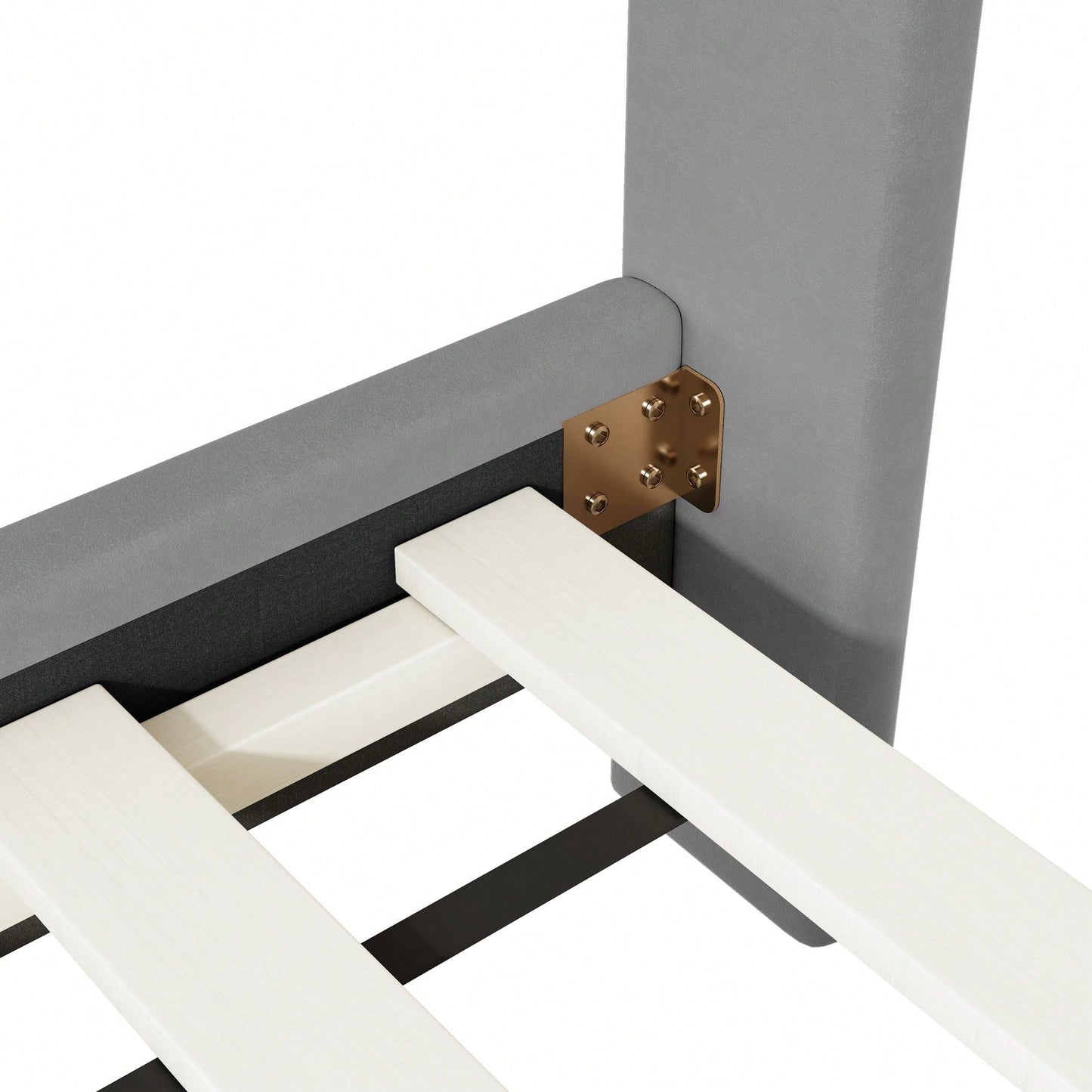 Full Size Upholstered Platform Bed With Classic Semi-Circle Shaped Headboard And Metal Legs