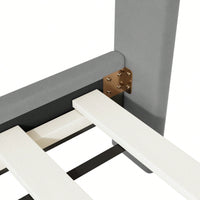 Full Size Upholstered Platform Bed With Classic Semi-Circle Shaped Headboard And Metal Legs