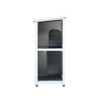 2-Story Indoor Rabbit Cage with Removable Trays Non-Slip Ramp Waterproof Roof for Small Pets