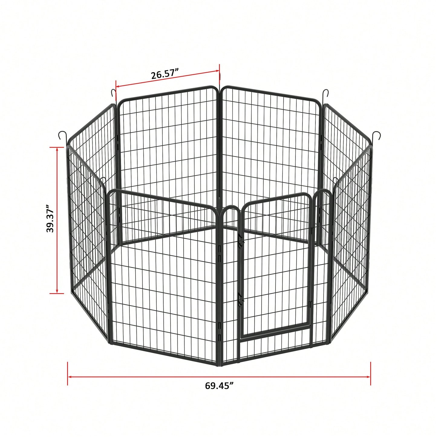 8 Panels Heavy Duty Metal Playpen With Door,39.37"H Dog Fence Pet Exercise Pen For Outdoor, Indoor