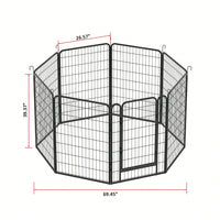 8 Panels Heavy Duty Metal Playpen With Door,39.37"H Dog Fence Pet Exercise Pen For Outdoor, Indoor