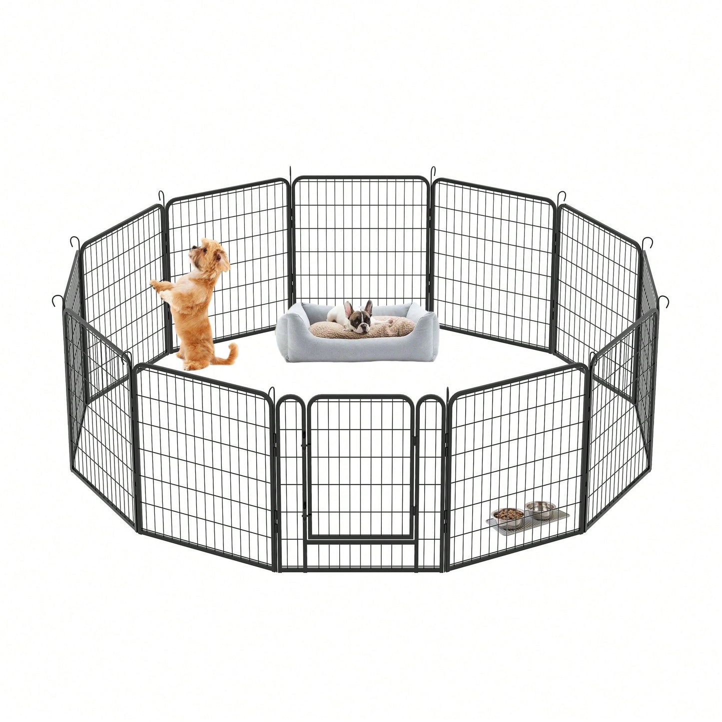 Heavy Duty Metal Playpen With Door,31.7"H Dog Fence Pet Exercise Pen For Outdoor