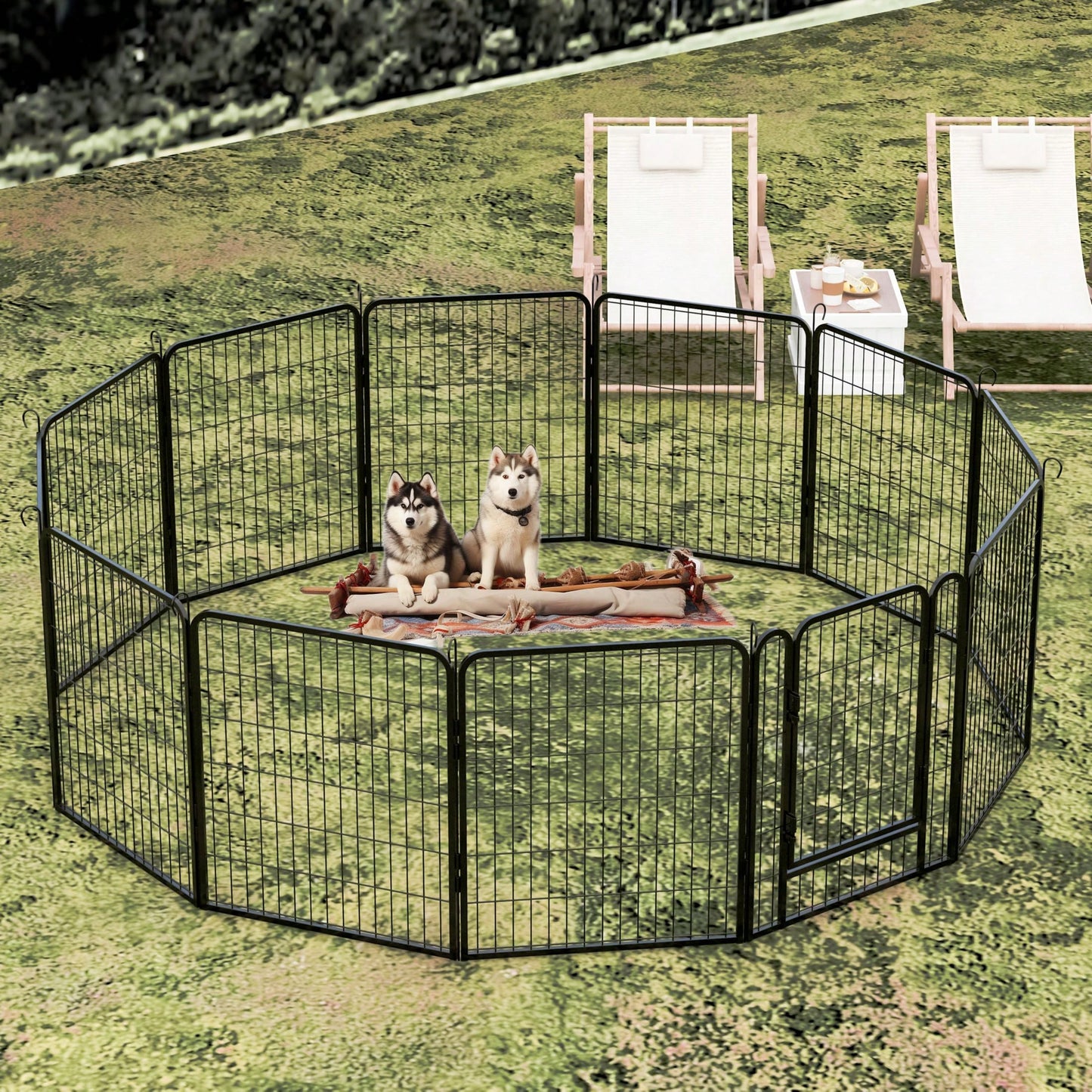 Heavy Duty Metal Playpen With Door,31.7"H Dog Fence Pet Exercise Pen For Outdoor