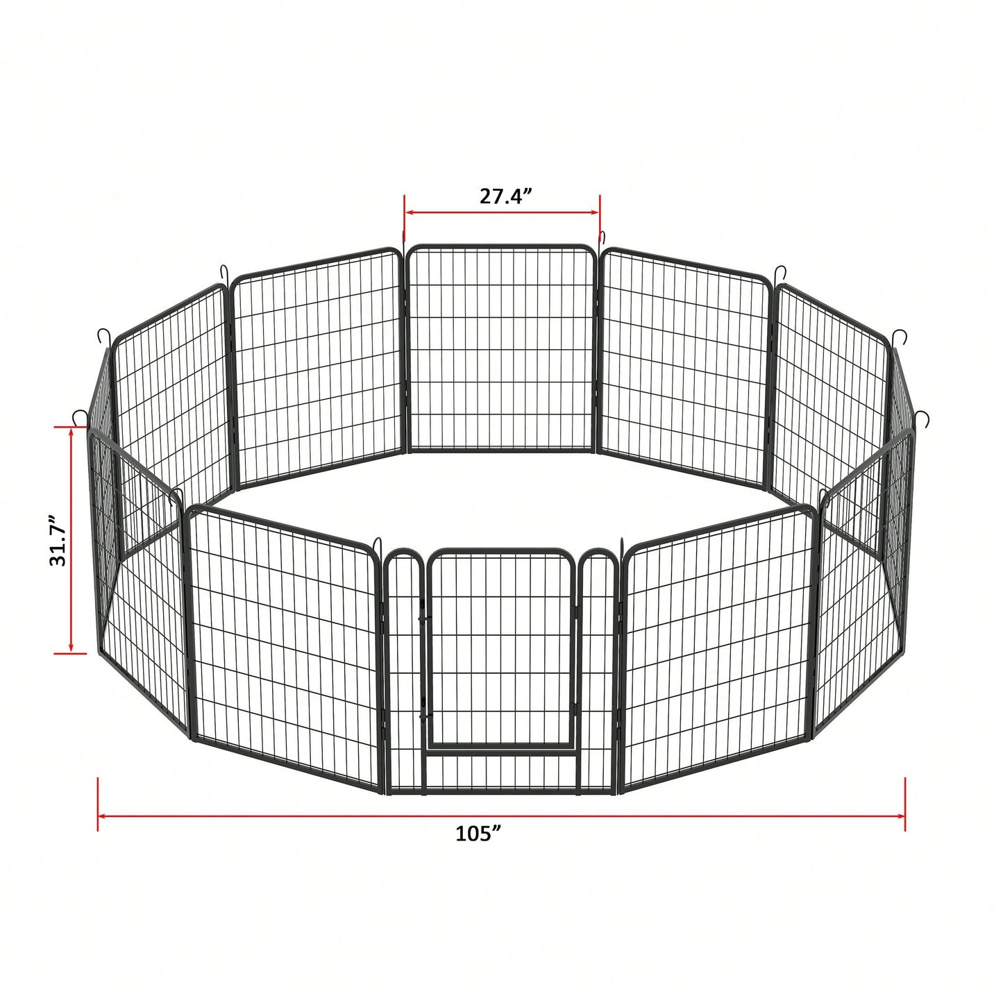 Heavy Duty Metal Playpen With Door,31.7"H Dog Fence Pet Exercise Pen For Outdoor