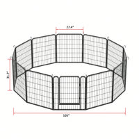 Heavy Duty Metal Playpen With Door,31.7"H Dog Fence Pet Exercise Pen For Outdoor