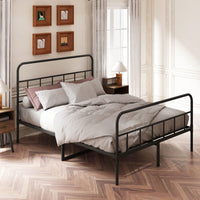 Queen Size Metal Platform Bed Frame With Headboard, Sturdy Metal Frame, No Box Spring Needed