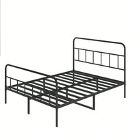 Queen Size Metal Platform Bed Frame With Headboard, Sturdy Metal Frame, No Box Spring Needed