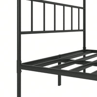 Queen Size Metal Platform Bed Frame With Headboard, Sturdy Metal Frame, No Box Spring Needed