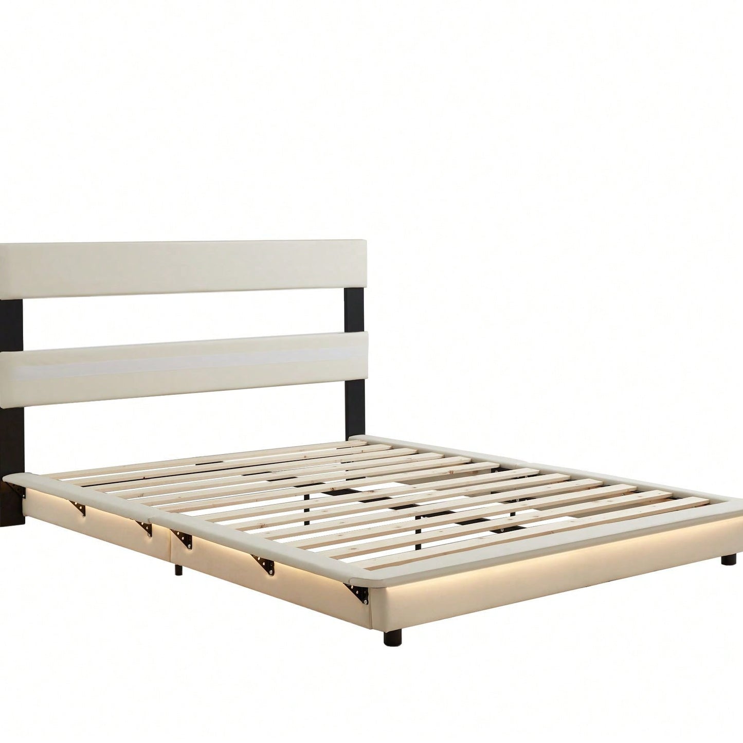 Full Size Upholstered Platform Bed With Sensor Light And Ergonomic Design Backrests