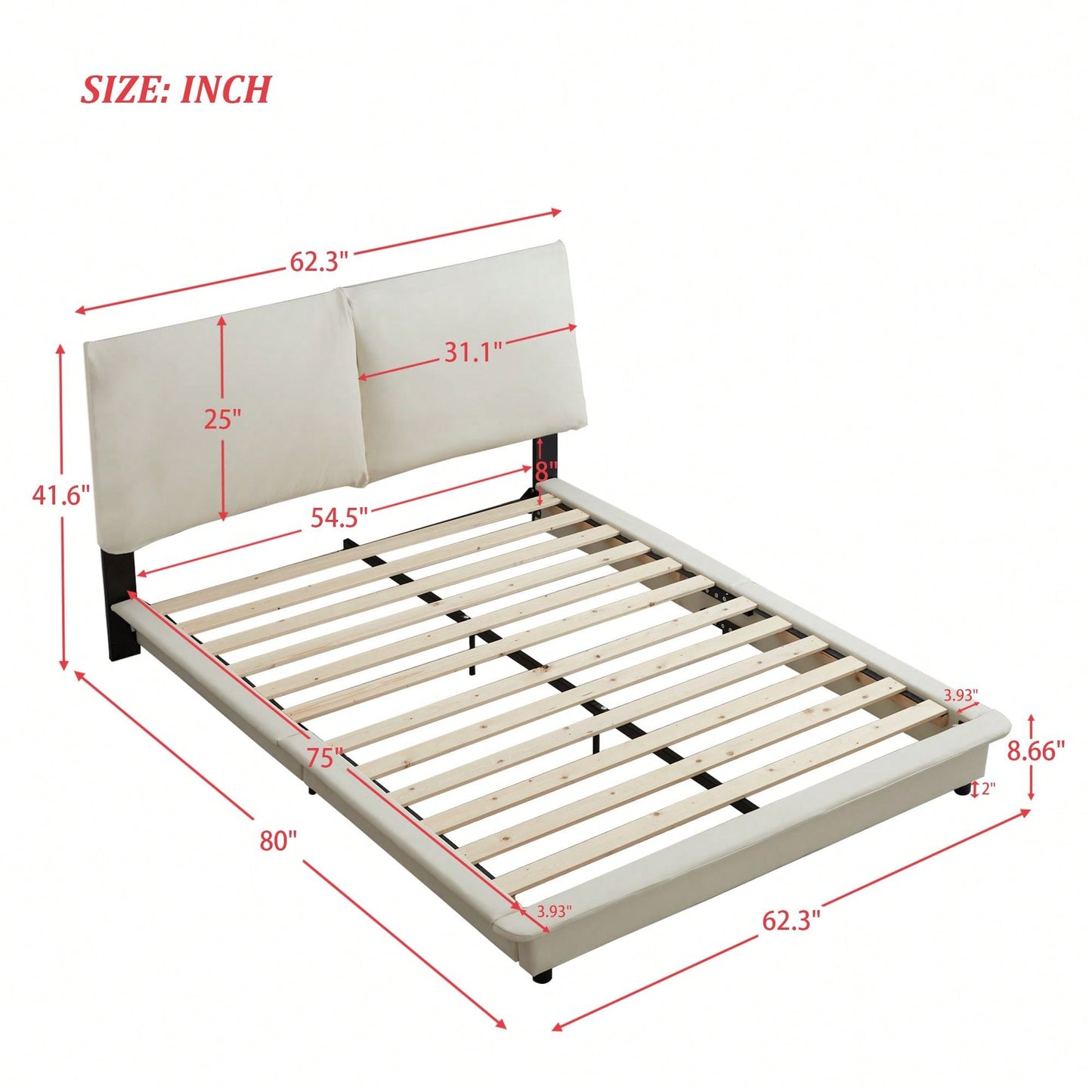 Full Size Upholstered Platform Bed With Sensor Light And Ergonomic Design Backrests