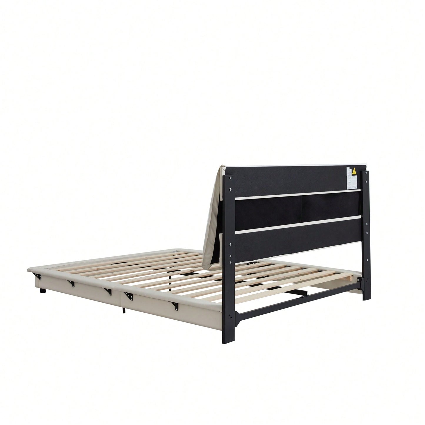 Full Size Upholstered Platform Bed With Sensor Light And Ergonomic Design Backrests