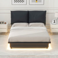 Full Size Upholstered Platform Bed With Sensor Light And Ergonomic Design Backrests