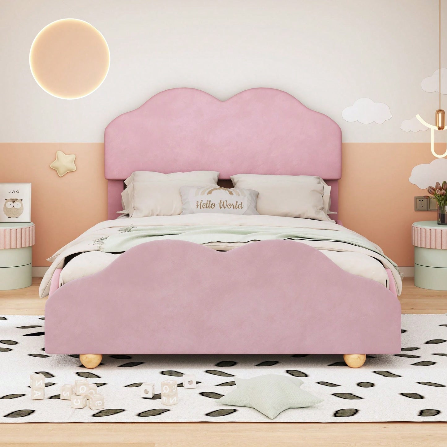 Full Size Cloud-Shaped Platform Bed With Eye-Catching Design And Lively Colors