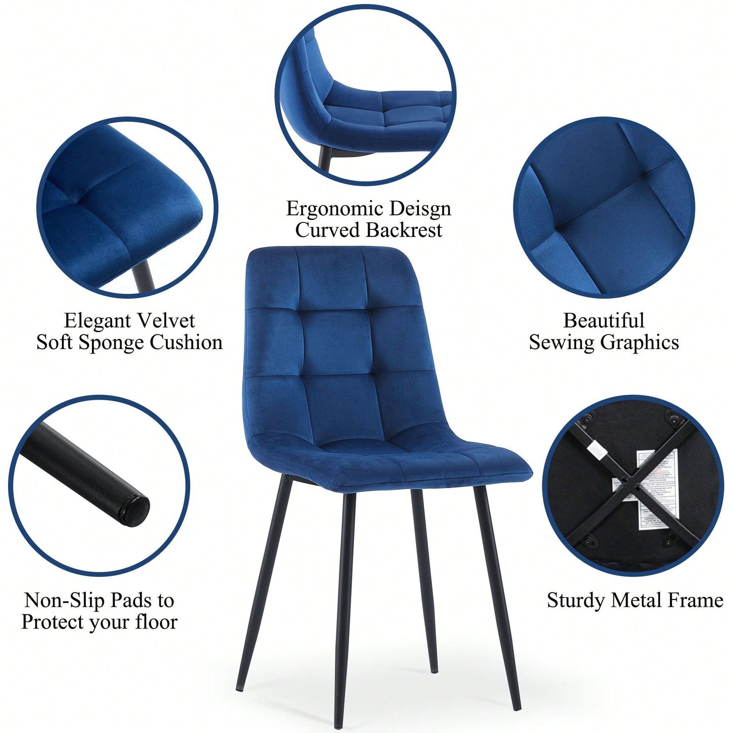Set Of 4, Velvet Dining Chairs Modern Kitchen Dining Room Chairs