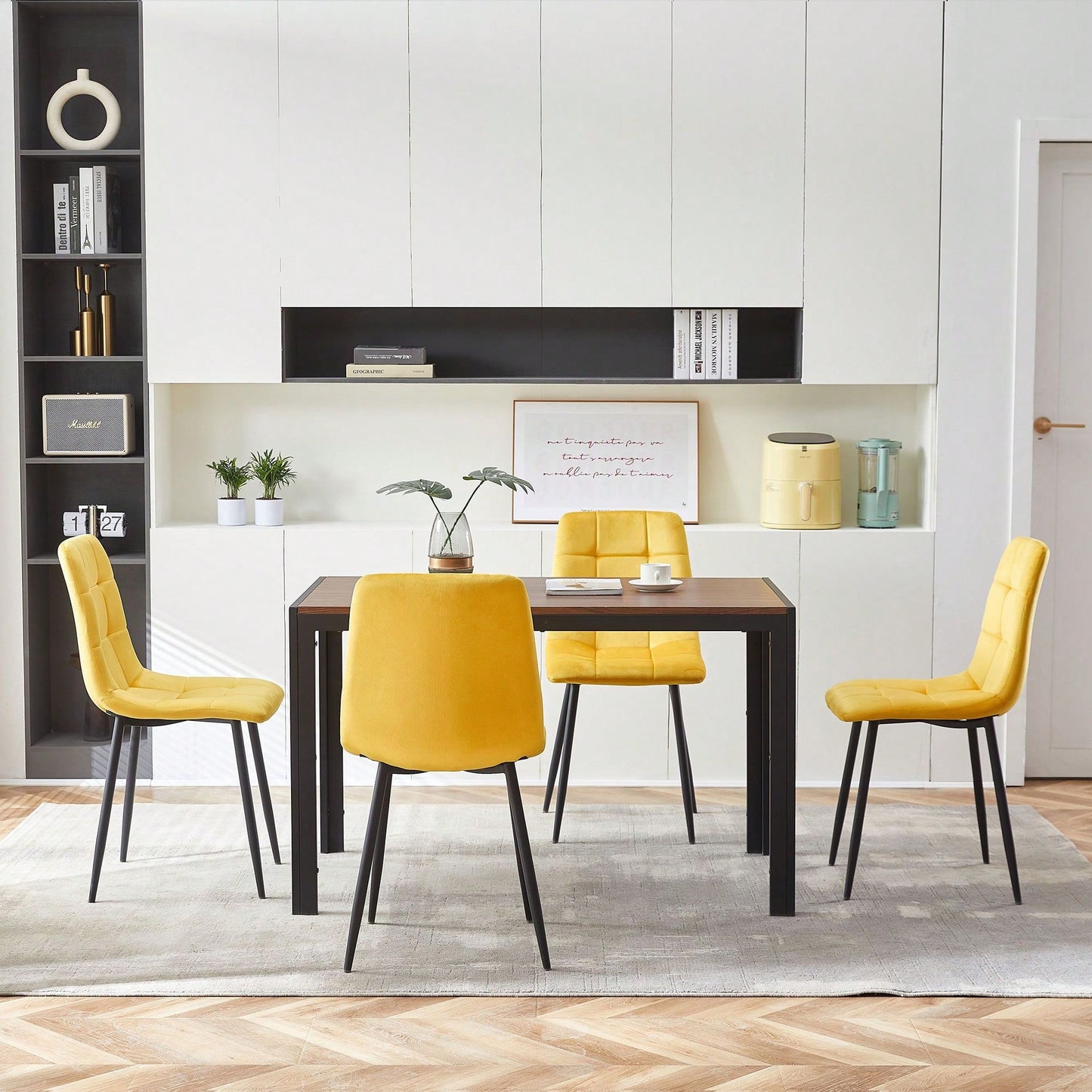 Set Of 4, Velvet Dining Chairs Modern Kitchen Dining Room Chairs