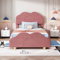 Twin Size Cloudscape Scalloped Upholstered Bed