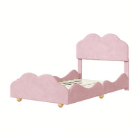 Twin Size Cloudscape Scalloped Upholstered Bed